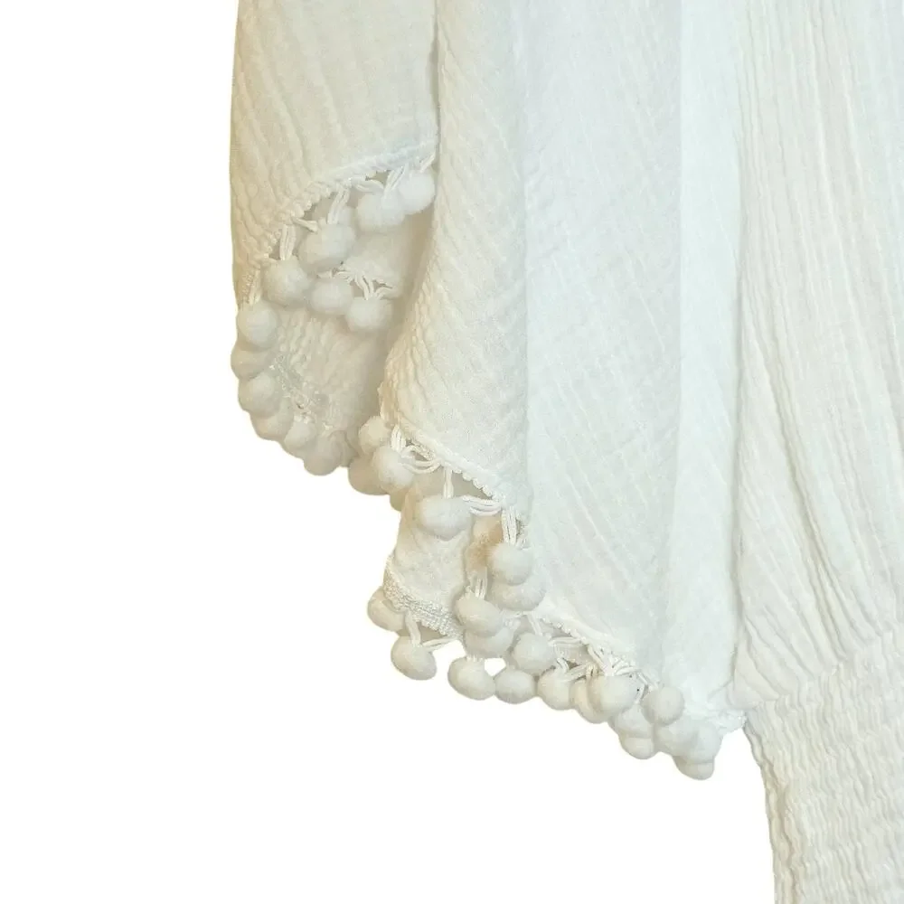 Lilly Pulitzer White Amaury Embroidered V-Neck Beach Cover-up
